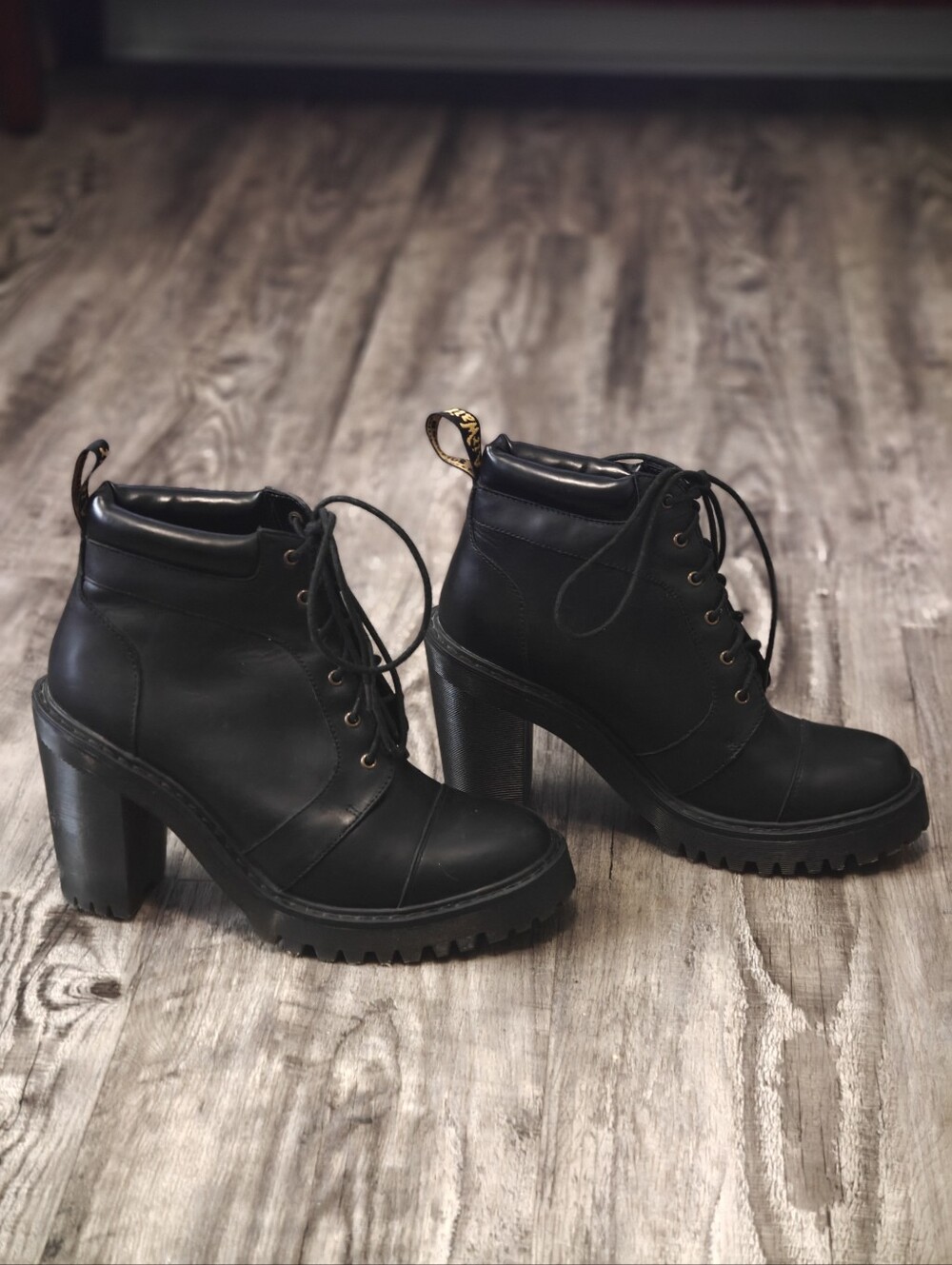 Dr. Martens Black Lace-Up Chunky Heel Ankle Boots